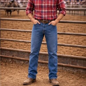 Wrangler Men’s 38x32 Cowboy Cut Slim Fit Jeans Blue Denim Straight USA Outdoors